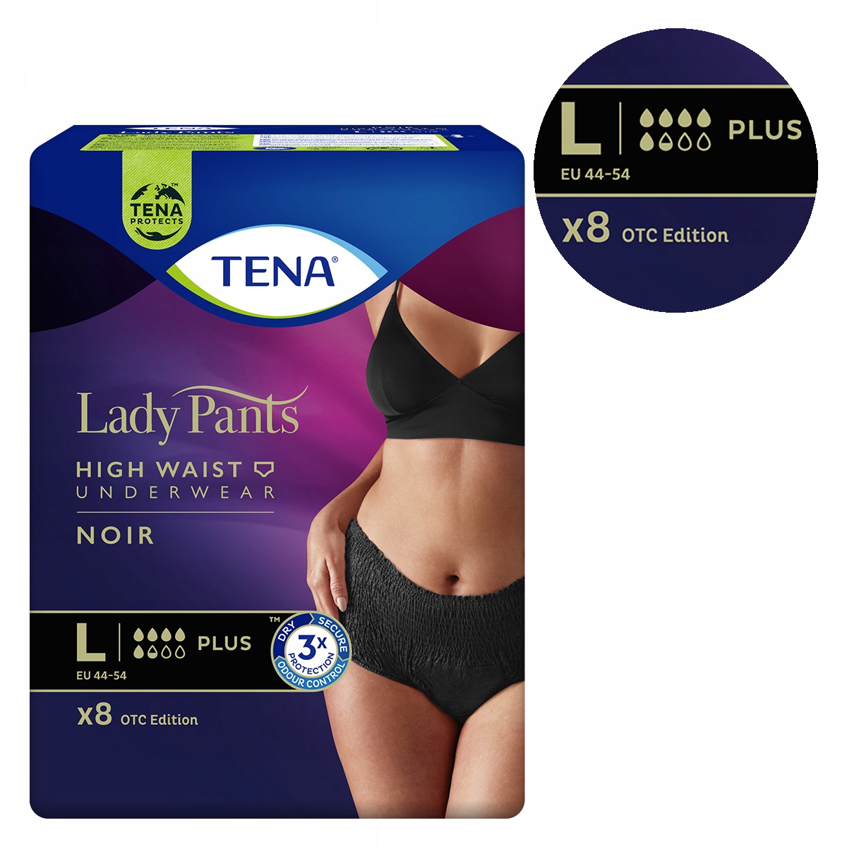 

Majtki chłonne Tena Lady Pants Noir czarne L 8 szt