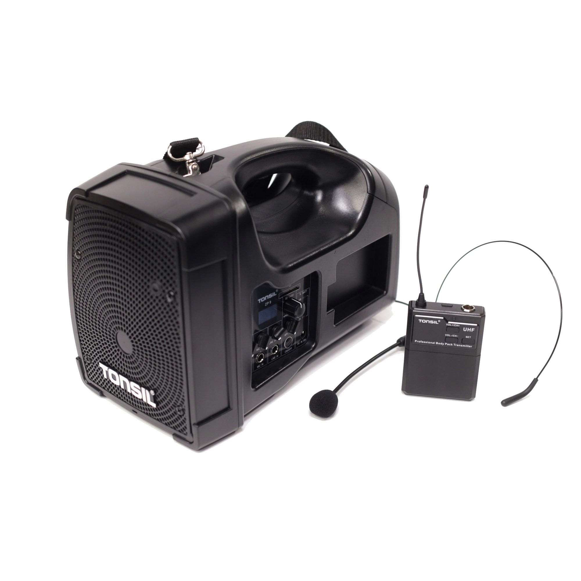 Přenosný mobilní bezdrátový reproduktor Tonsil Zp 9 náhlavní mikrofon