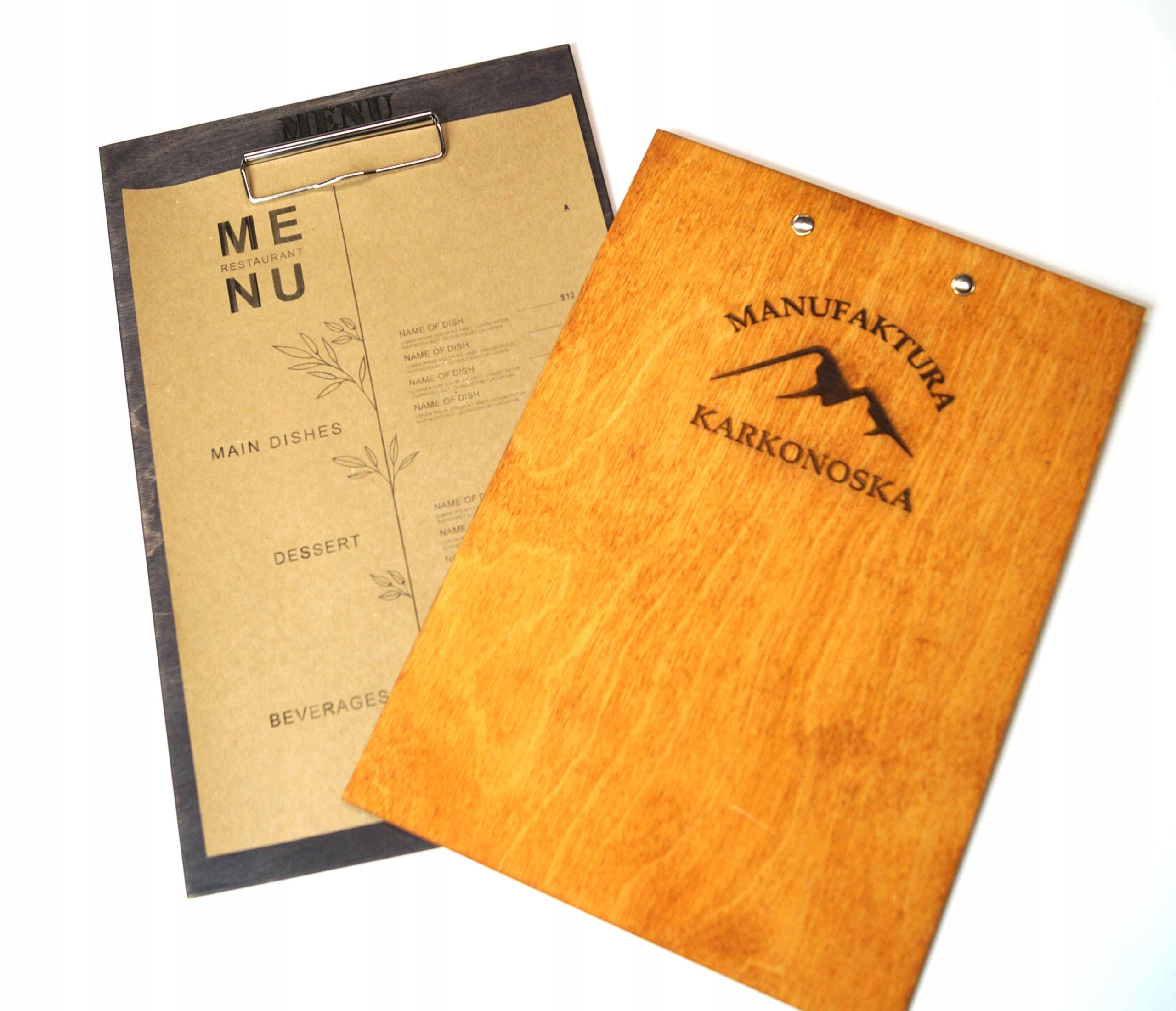 CLIPBOARD Drewniana karta MENU z grawerem A4 Marka inny