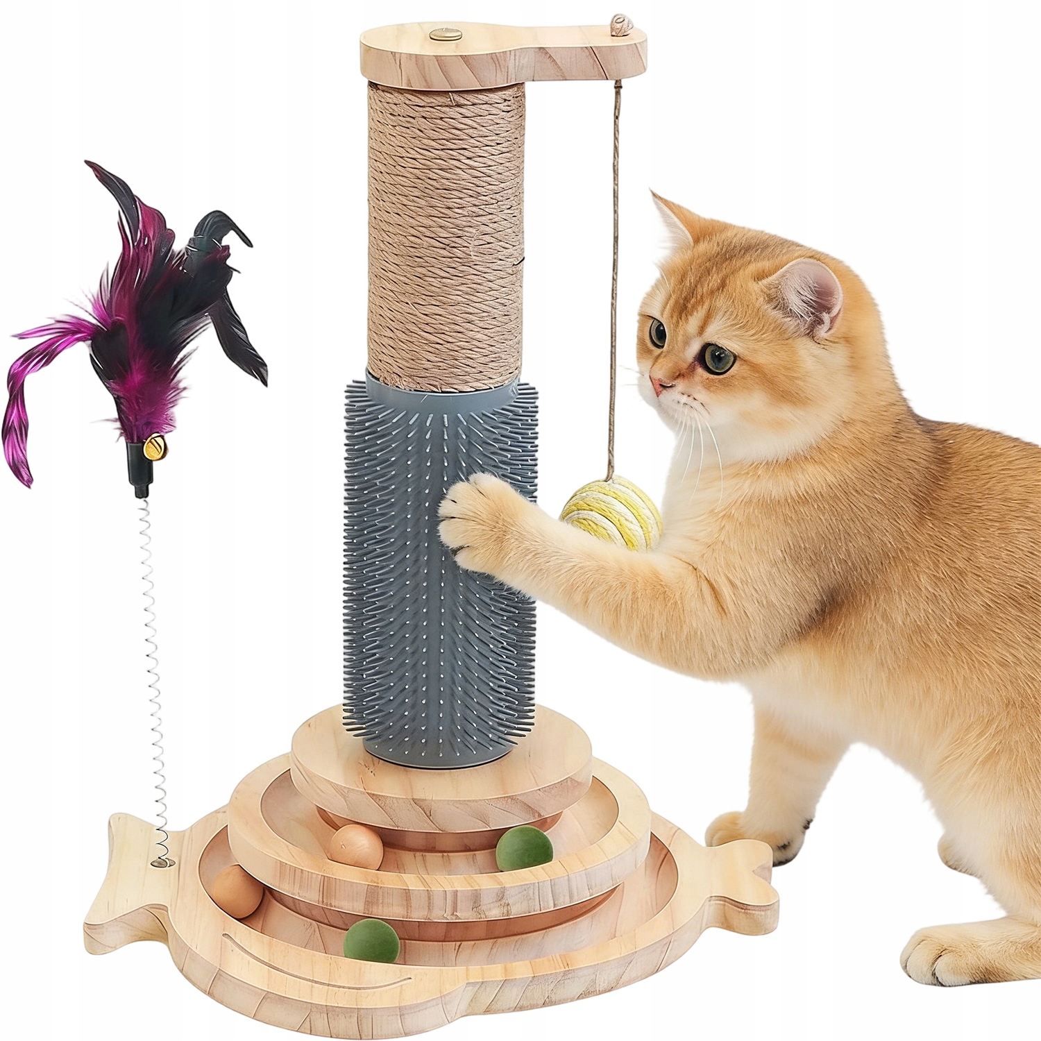 Levně Hračka Pro Kočky S Kuličkovými Dráhami A Masážním Sloupkem