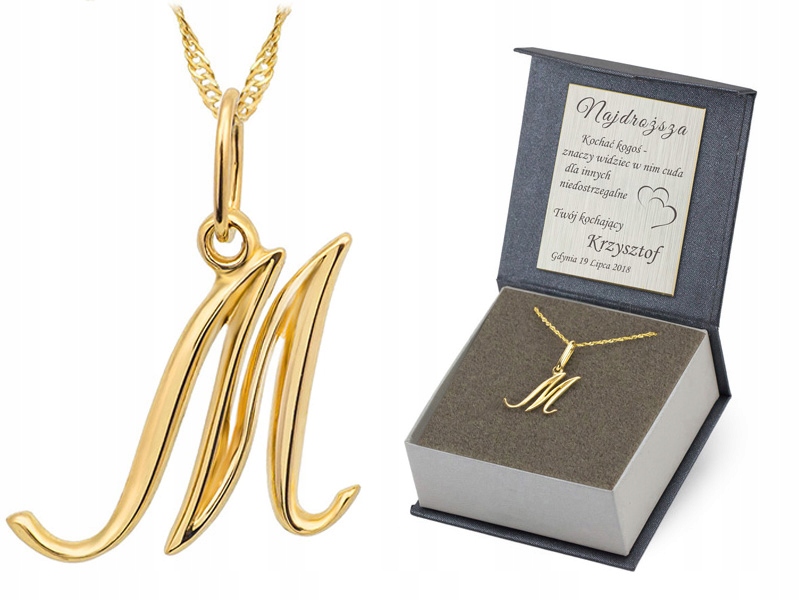 Zlatý Řetízek 585 Přívěsek Písmenko M 50 cm Gravírování