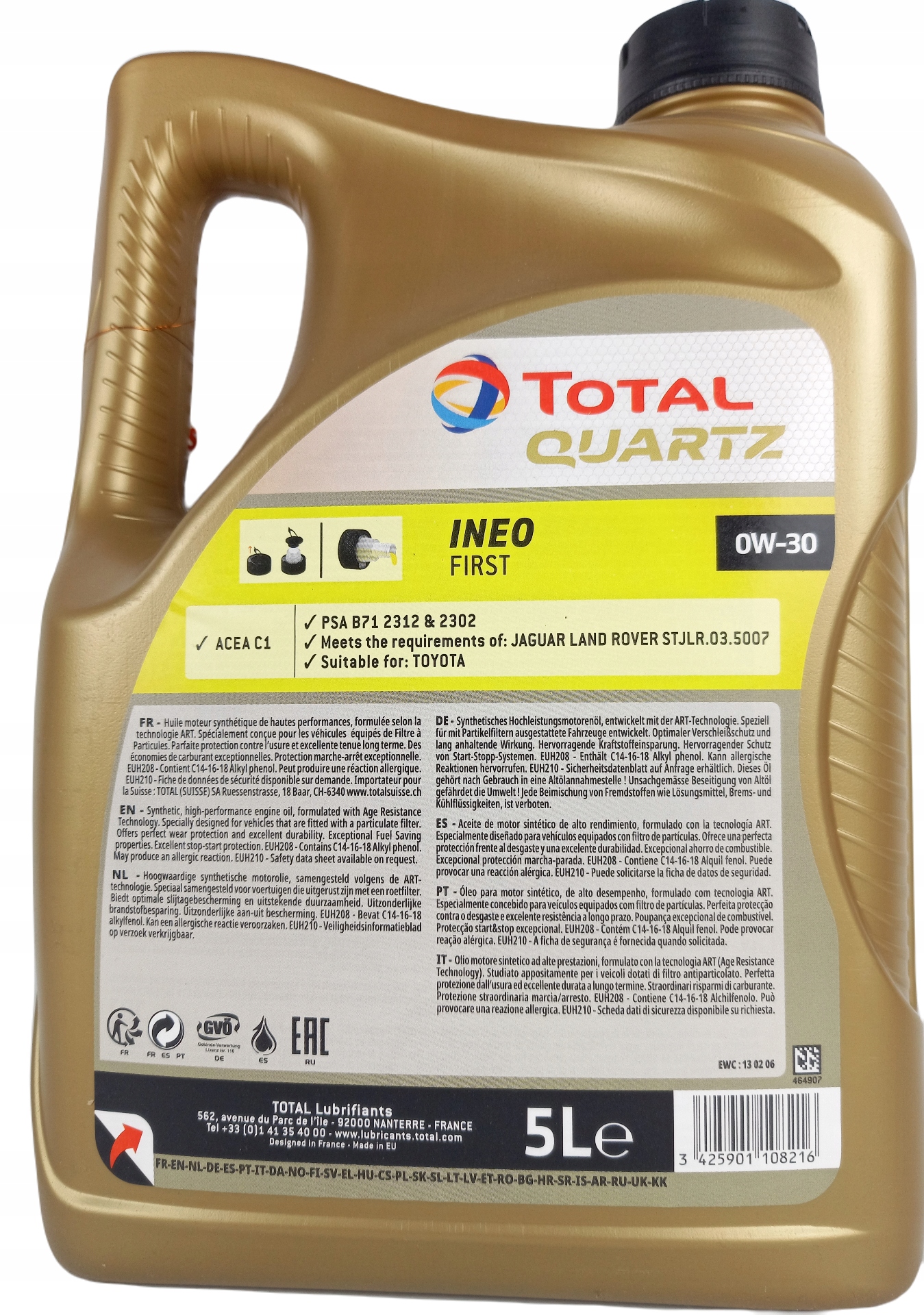 Olej Total Ineo First 0W30 5L PSA B71 2312 Rodzaj syntetyczne