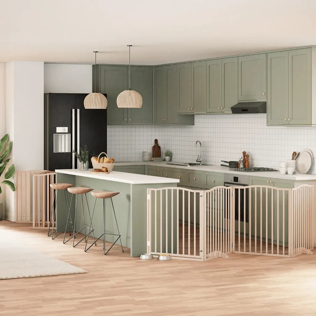 Zábrana pro psy s dvířky skládací 10 panelů 800 cm topol Hnědá 3155615