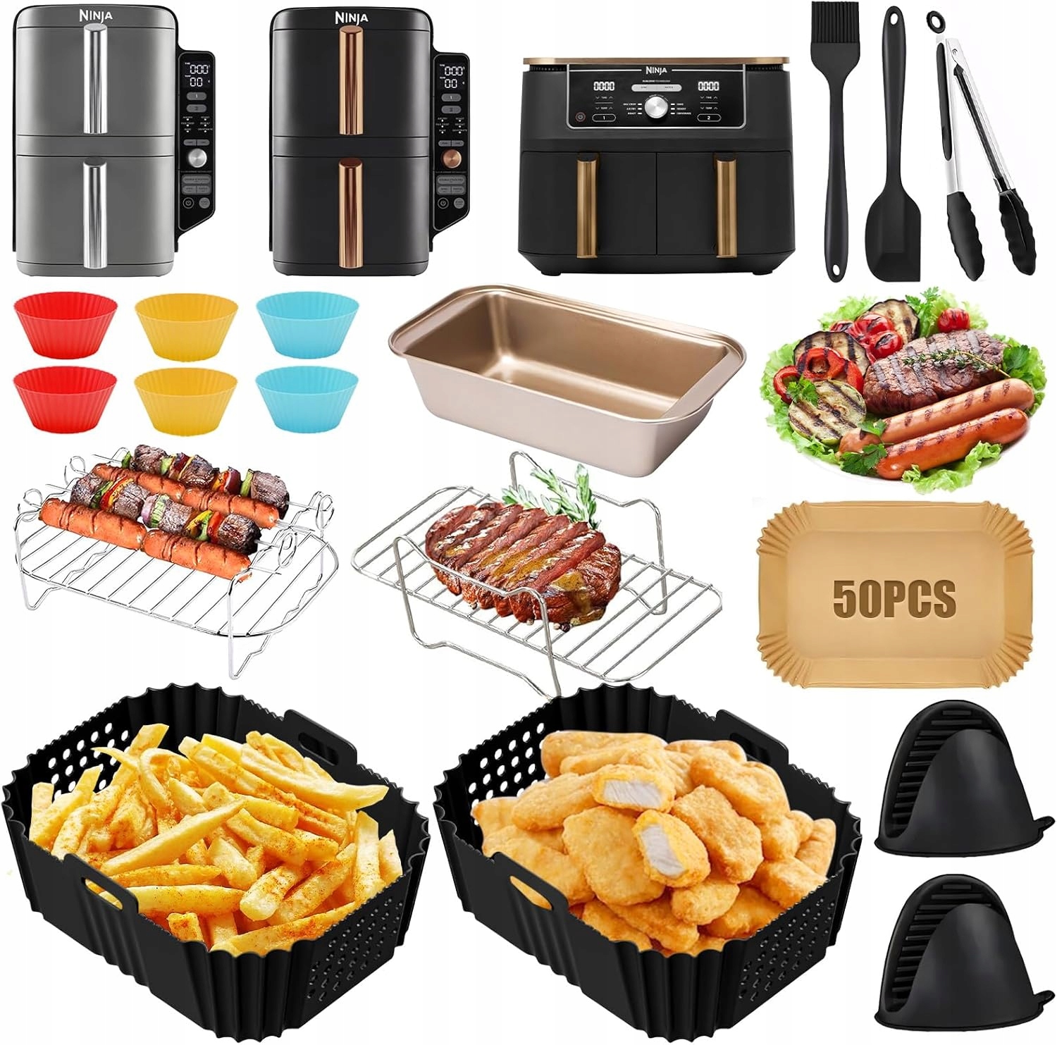 Duży Zestaw Akcesoria Do Frytkownicy Powietrznej Air Fryer Beztłuszczowej