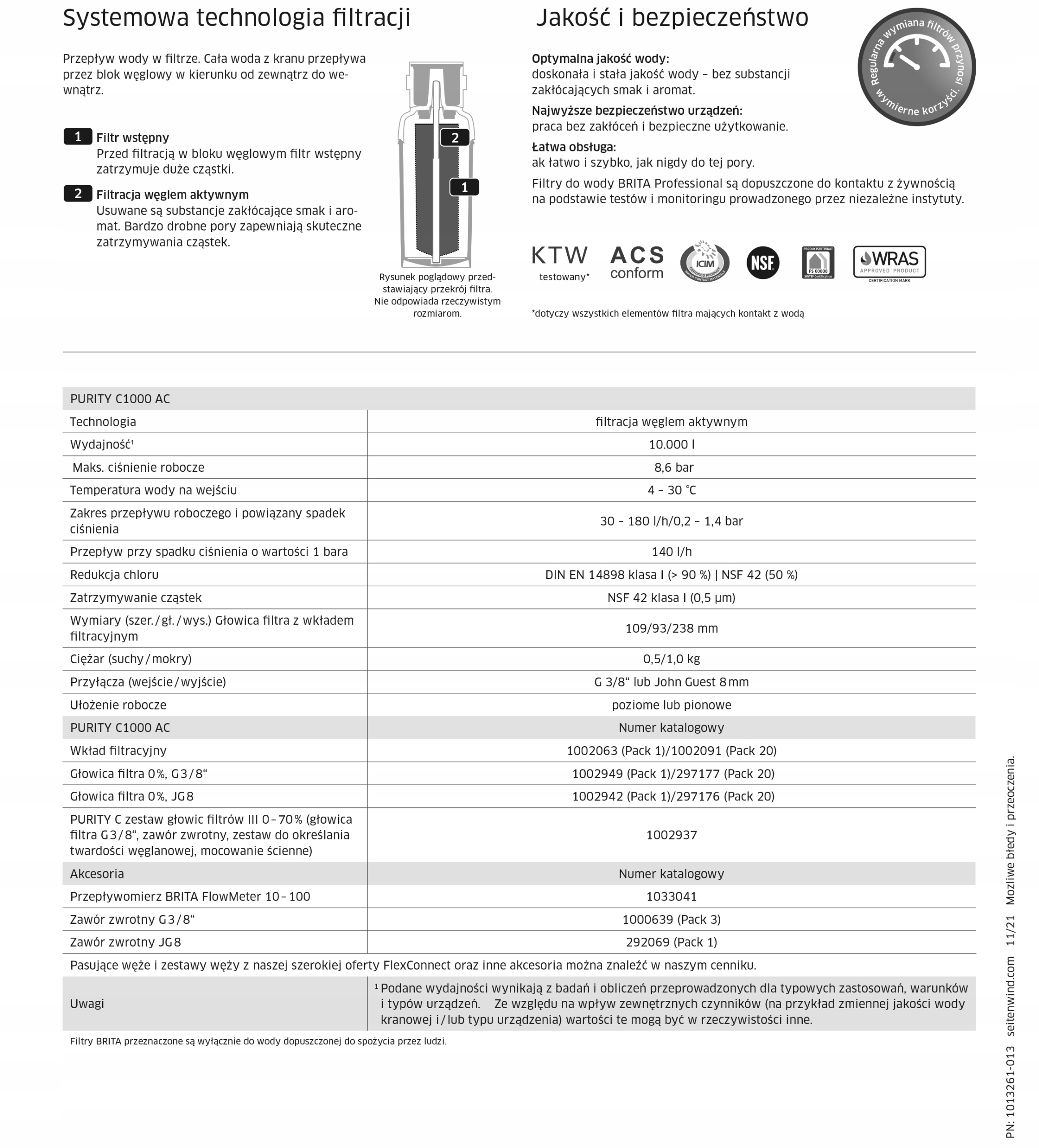Zestaw filtr Brita My Pure Professional C 1000 AC Marka Brita