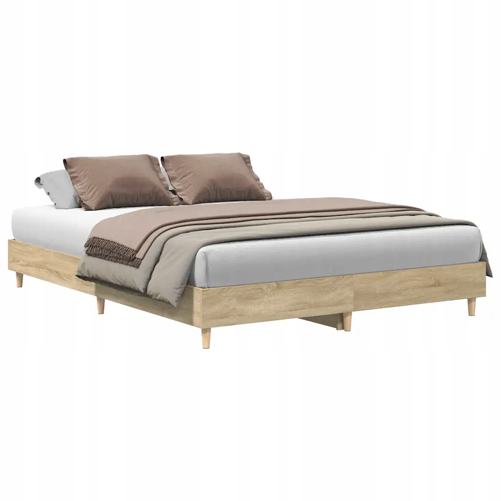 Rám postele dub sonoma 203 x 143 x 25 cm s lamelovým roštem