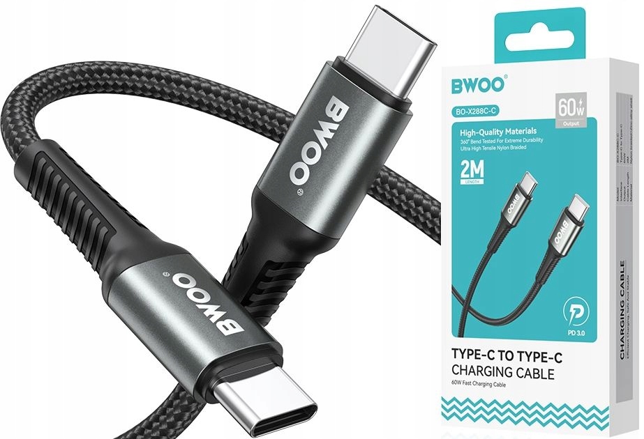 Kabel BWOO USB typ C - USB typ C 2 m czarny