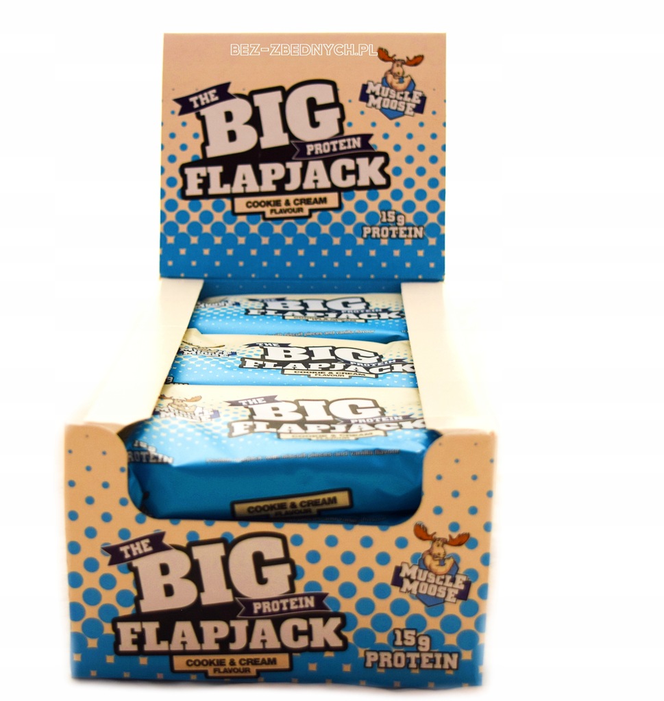 Levně Muscle Moose The Big Protein Flapjack 100g Energy Cake Tyčinka Cookies Cream