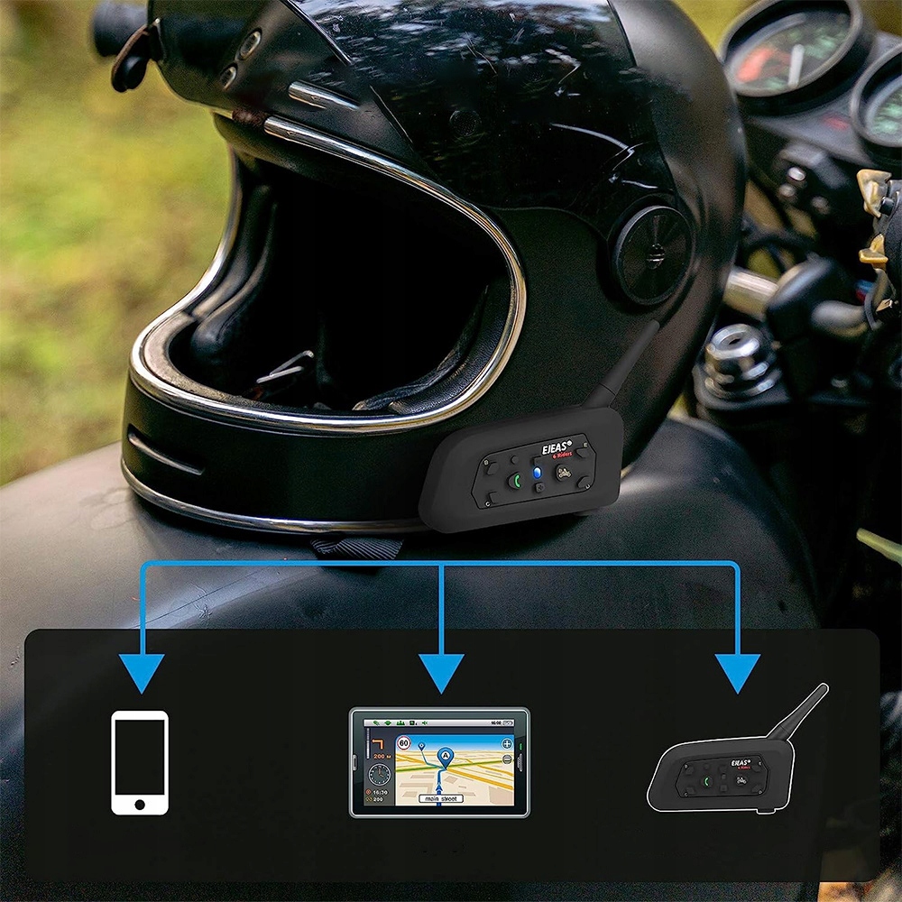 EJEAS V6 PRO BLUETOOTH 5.0 INTERKOM MOTOCYKLOWY SŁUCHAWKI 1200M 2SZT Typ połączenia Bluetooth