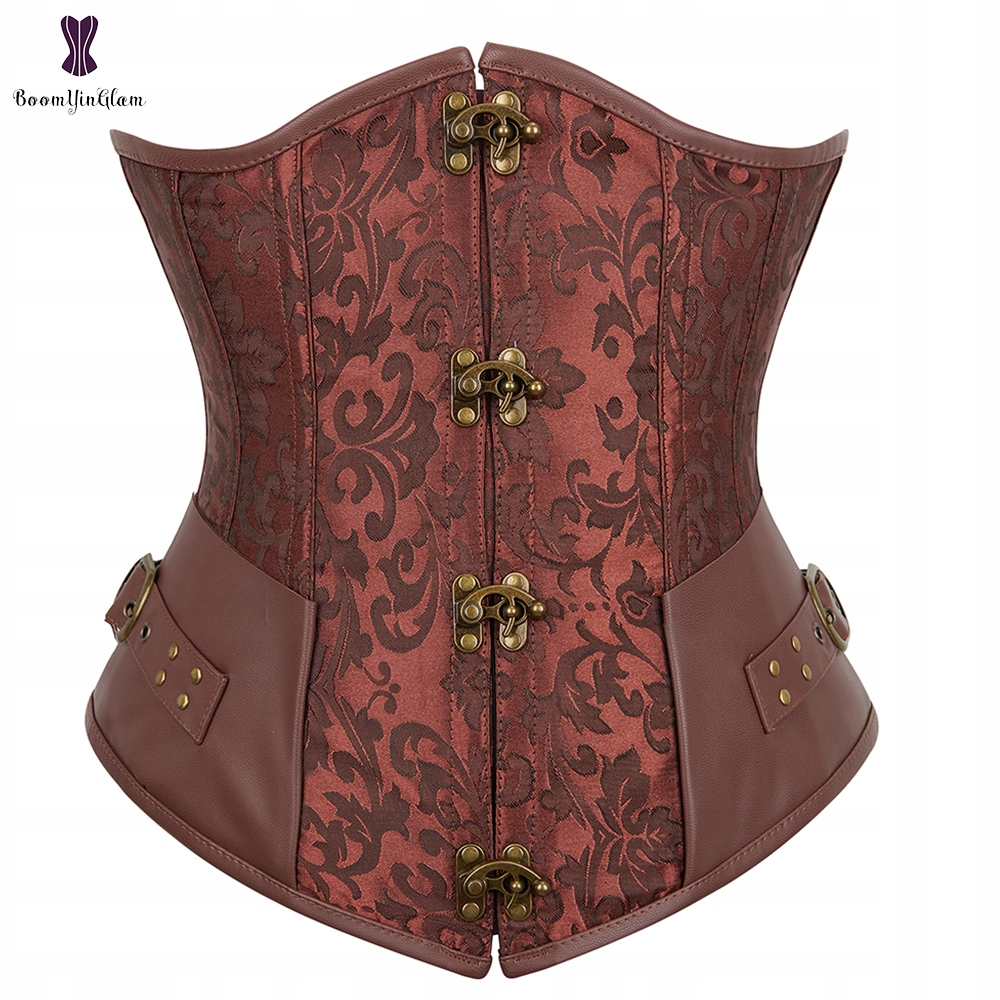 Plus Size Women Gothic Steel Boned Underbust Corsets And Bustiers Waist  Cincher Shapers Steampunk Corselet