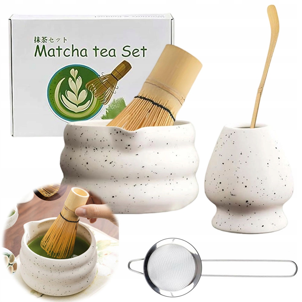 5X Bambusová Dárková Sada Na Čaj Matchy Chashaku Šlehací Metla Lžíce