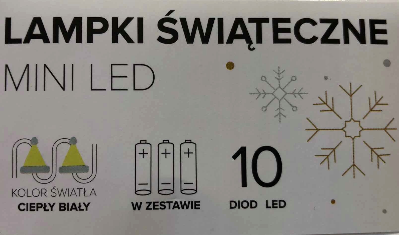 

Lampki Świąteczne Mini Led 10szt 1,2m Czapka Mikoł