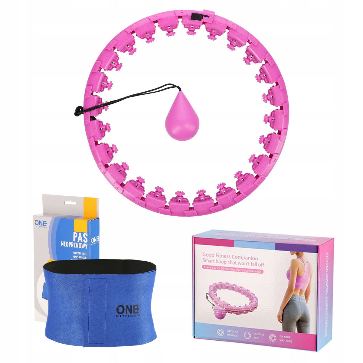 

Zestaw koło hula hop obciążenie +pas FH01 violet