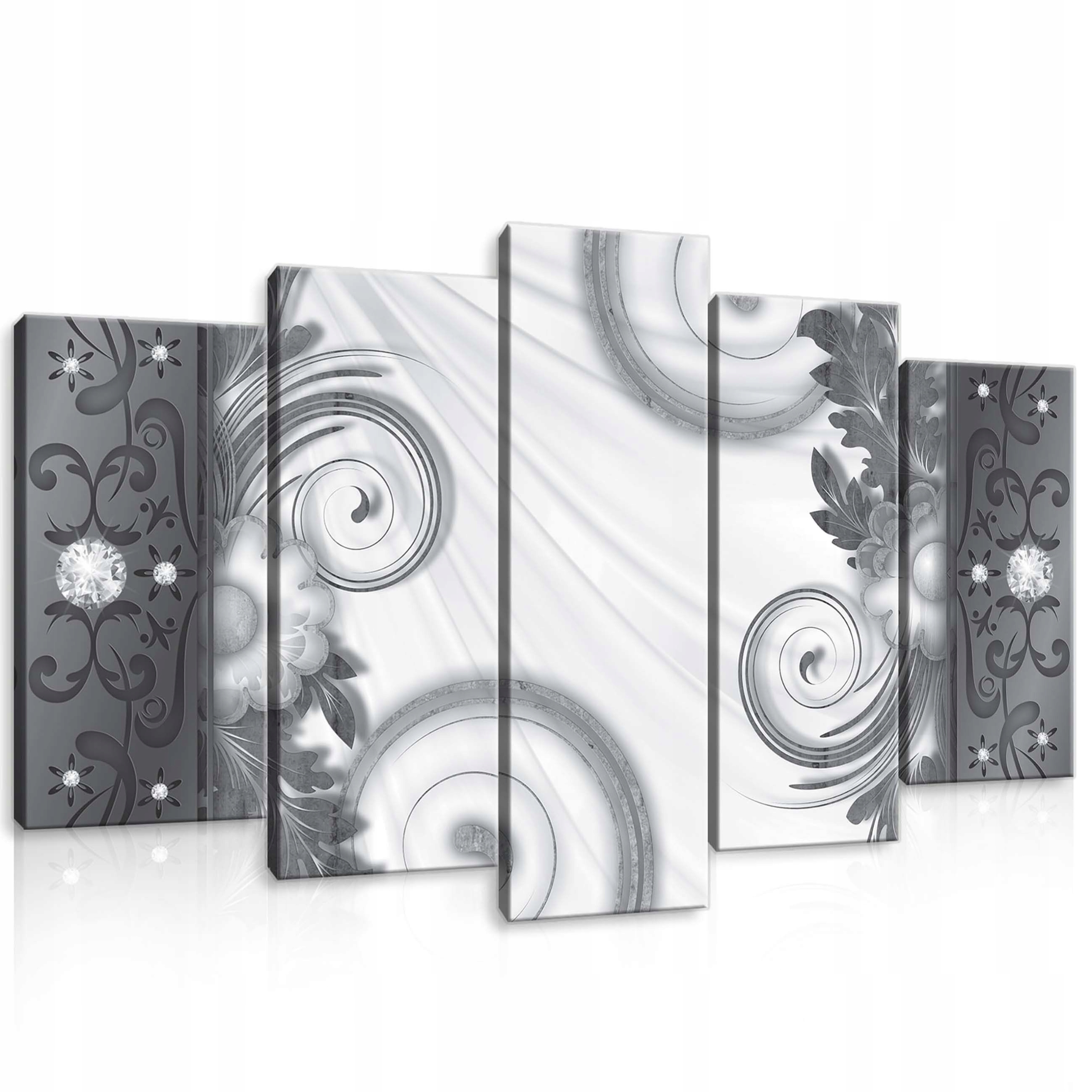 Obraz 100x60 modulární triptych šedý bílý ornament dekor elegance