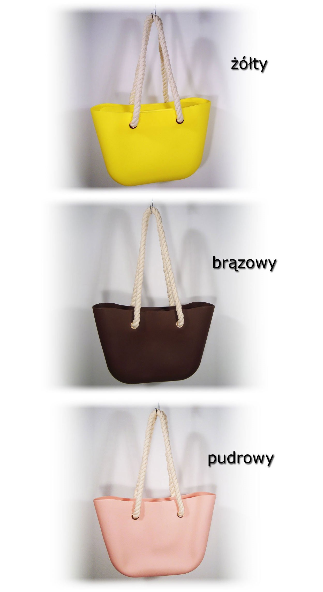 O TORBA GUMOWA TOREBKA HOBO JELLY SHOPPER BAG TGLA Styl miejski