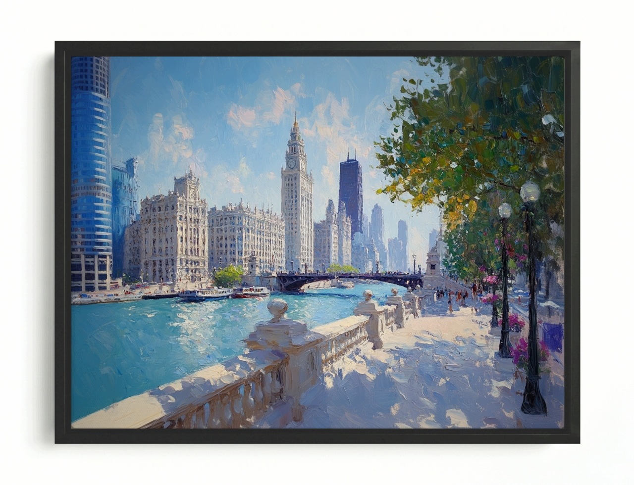 Obraz Rama American Box Mesto Usa Chicago Rieka Mrakodrapy Most Pohľad 80x60