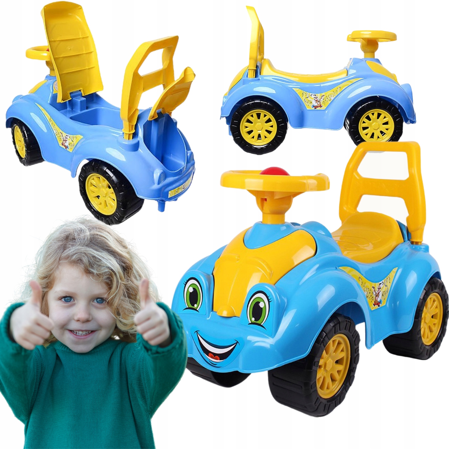 Jeździk Chodzik Z Klaksonem Samochodzik Otwierane Siedzisko Kolorowy