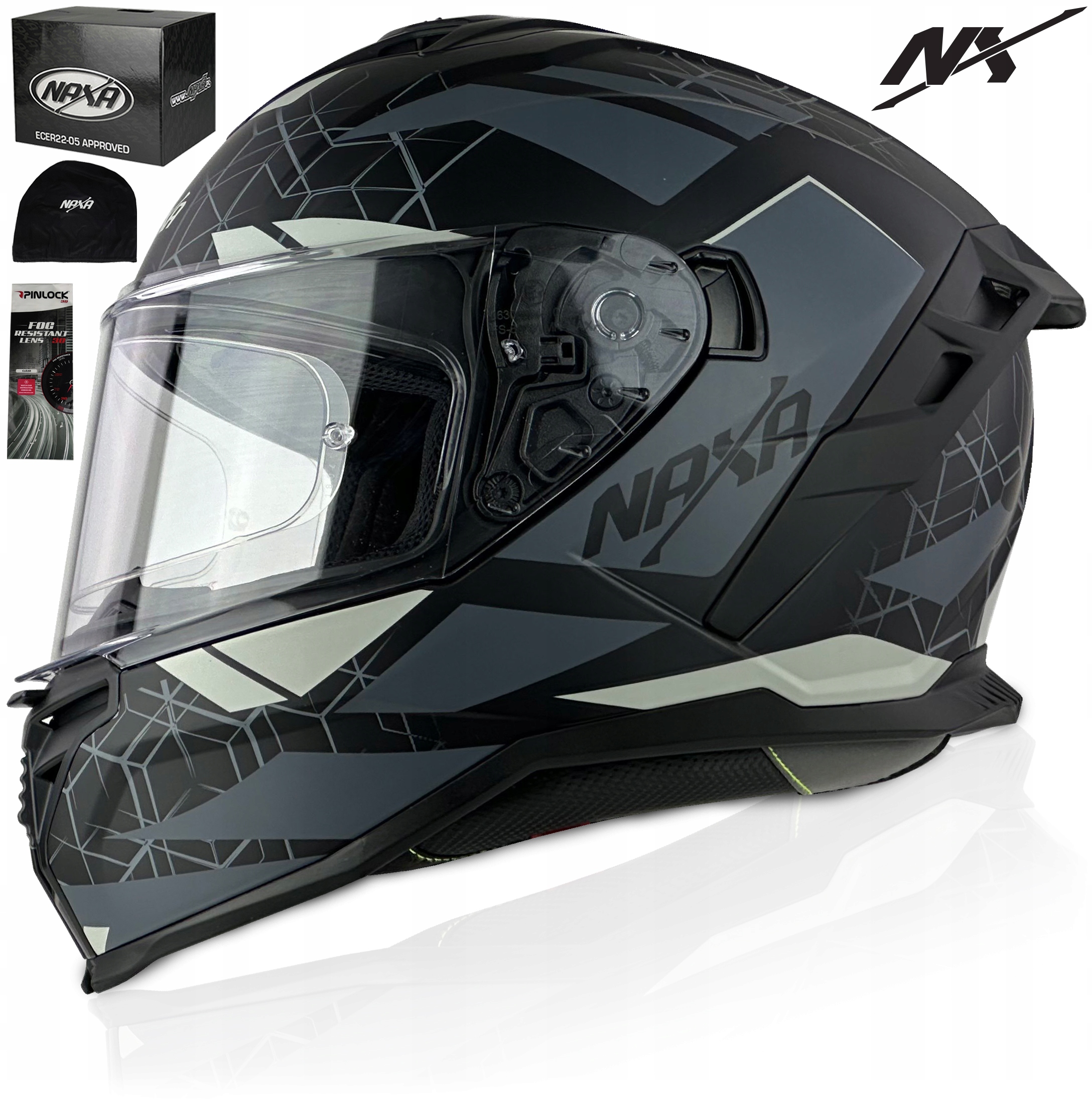 KASK MOTOCYKLOWY INTEGRALNY NAXA F32 Z BLENDA r.XXL + PINLOCK GRATIS
