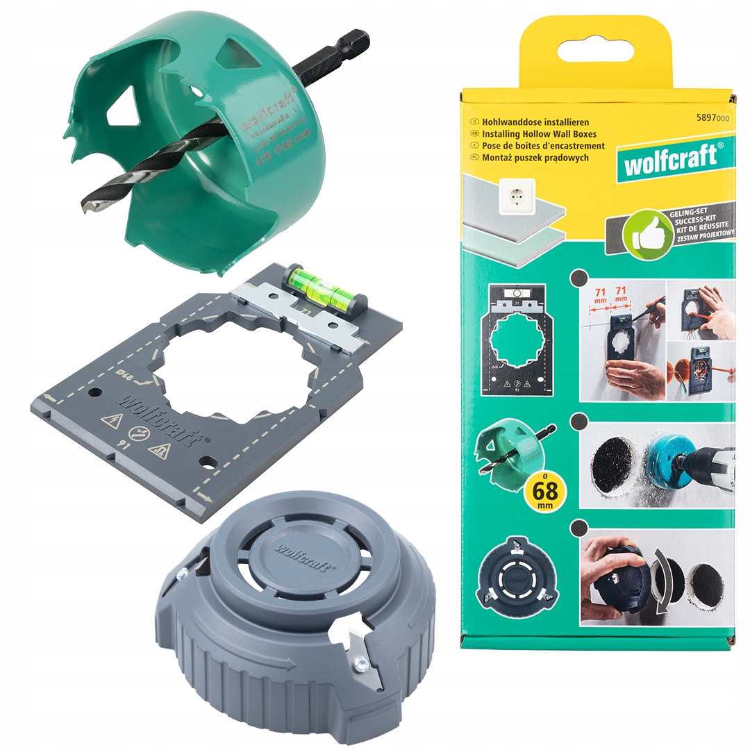 Otwornica 68MM Fazownik Do Otworów Szablon Do Puszek Wolfcraft 5897000