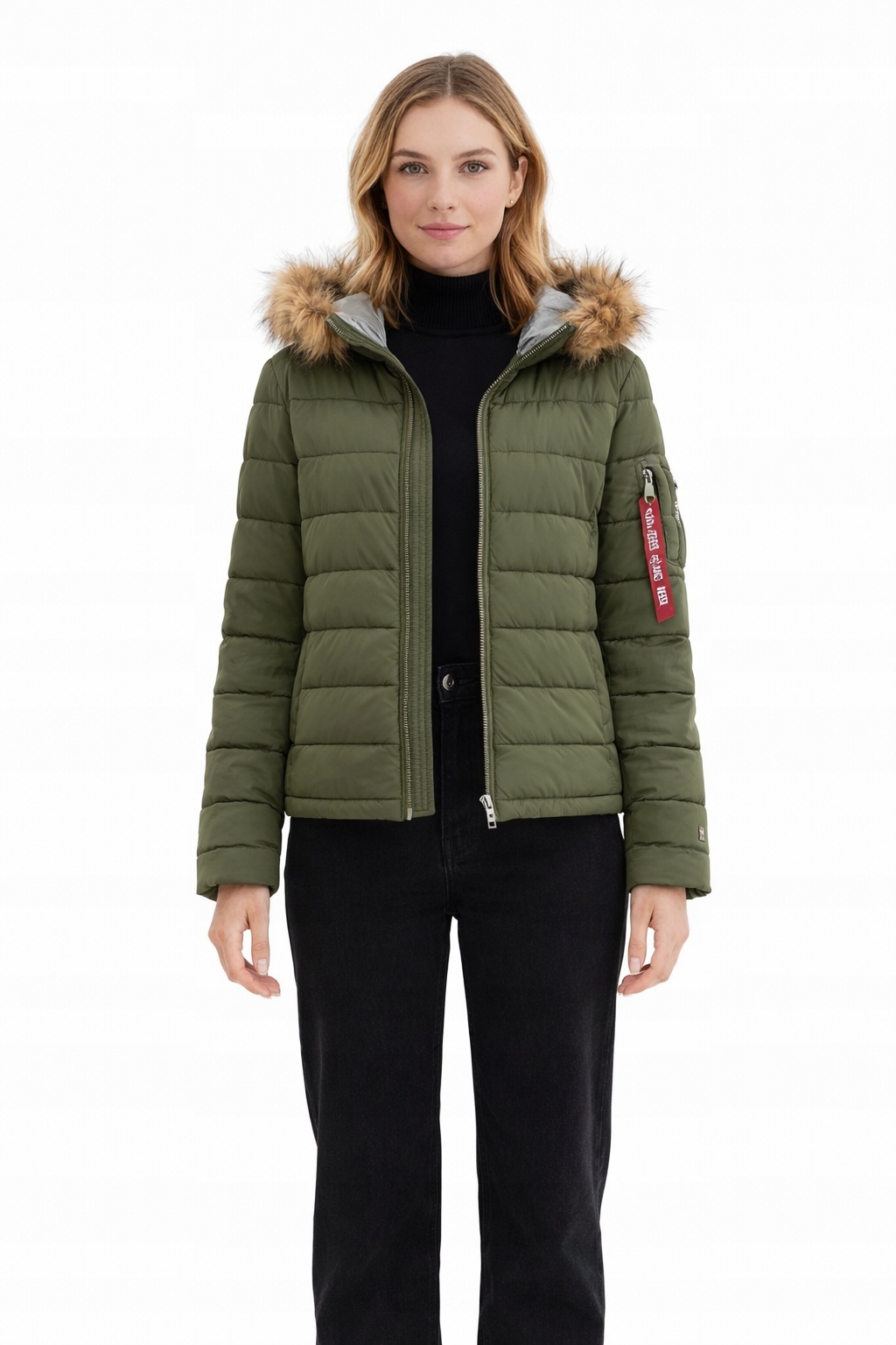 Alpha Industries Zimní Prošívaná Bunda S Kožešinou Na Kapuci S I3C