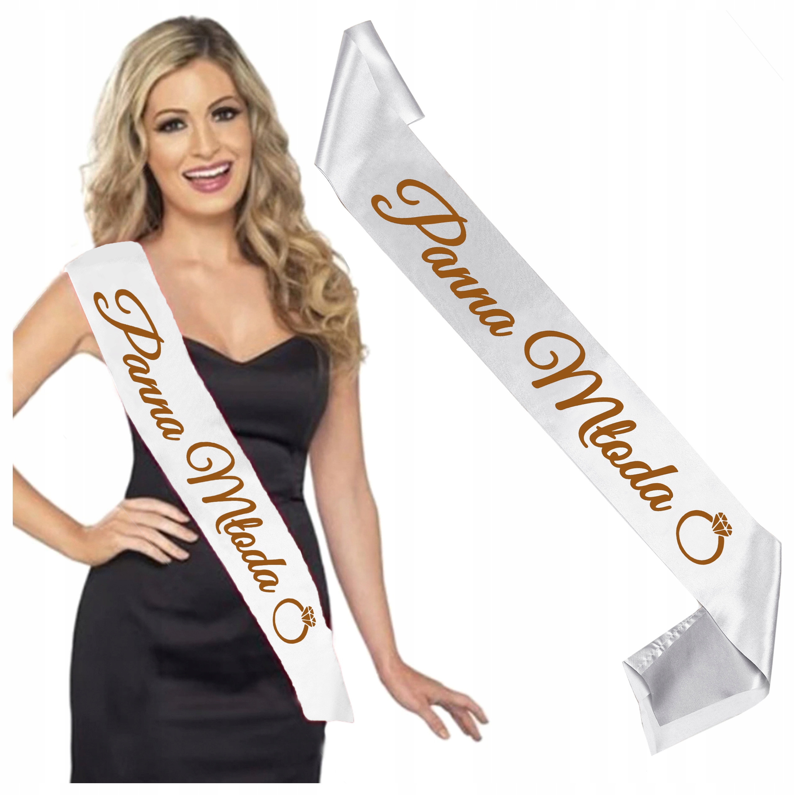 

Szarfa Panna Młoda na wieczór panieński biała