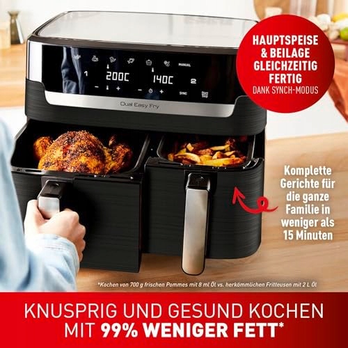 TEFAL Dual Easy Fry Beztłuszczowa 5,2L 3,1L Dwie Komory 7 Programów — miniatura 3