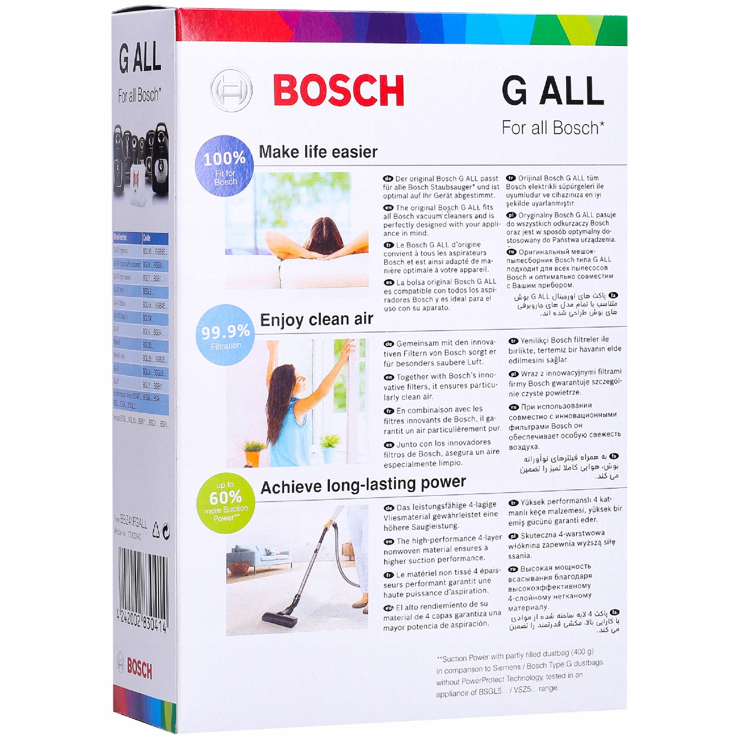BOSCH Oryginalne worki BBZ41FGALL typ G ALL Kod producenta BBZ41FGALL