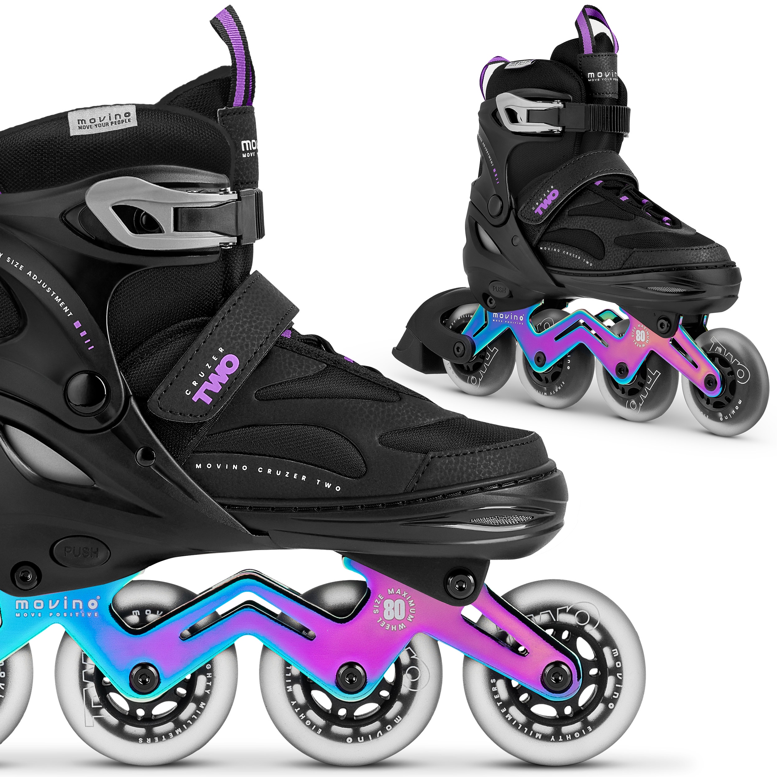 Rolki regulowane Movino Cruzer Two black-neochrome rozmiar L (38-41)