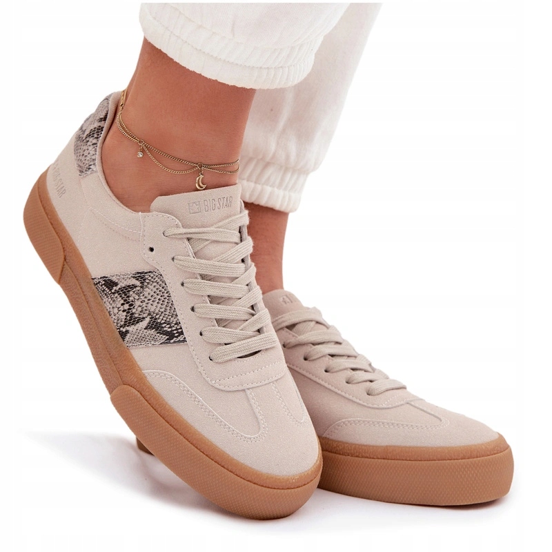 Dámské Tenisky Big Star S Vložkami Z Hadí Kůže TT274299 Šedé 36