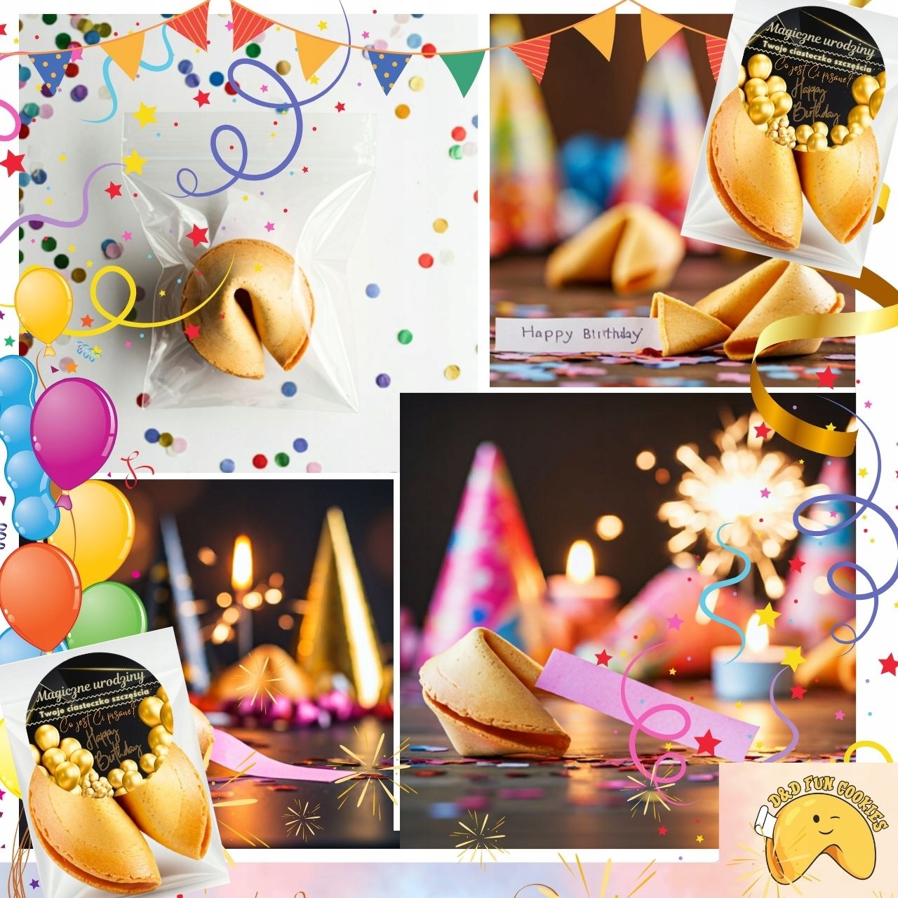CIASTECZKA Z WRÓŻBĄ MAGICZNE URODZINY DLA GOŚCI PODZIĘKOWANIE 50 sztuk FUN Przeznaczenie dla gości