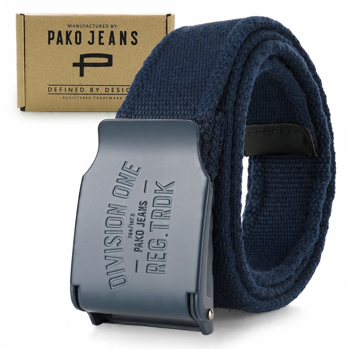 

Pasek męski Premium Solidny granatowy parciany