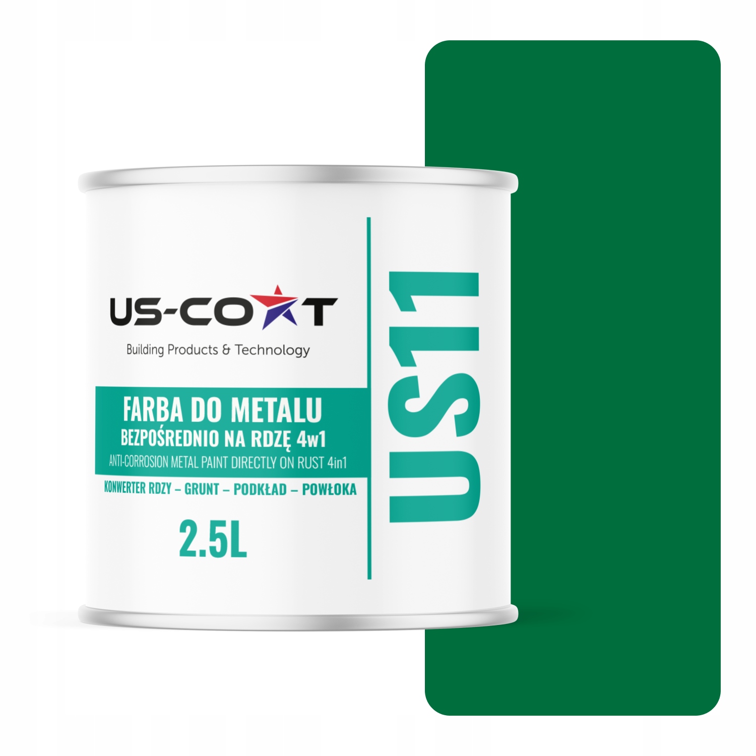 Farba Na Kov Na Hrdzu Aluminium 4v1 Zelená Ral 6029 Lesk 2,5L