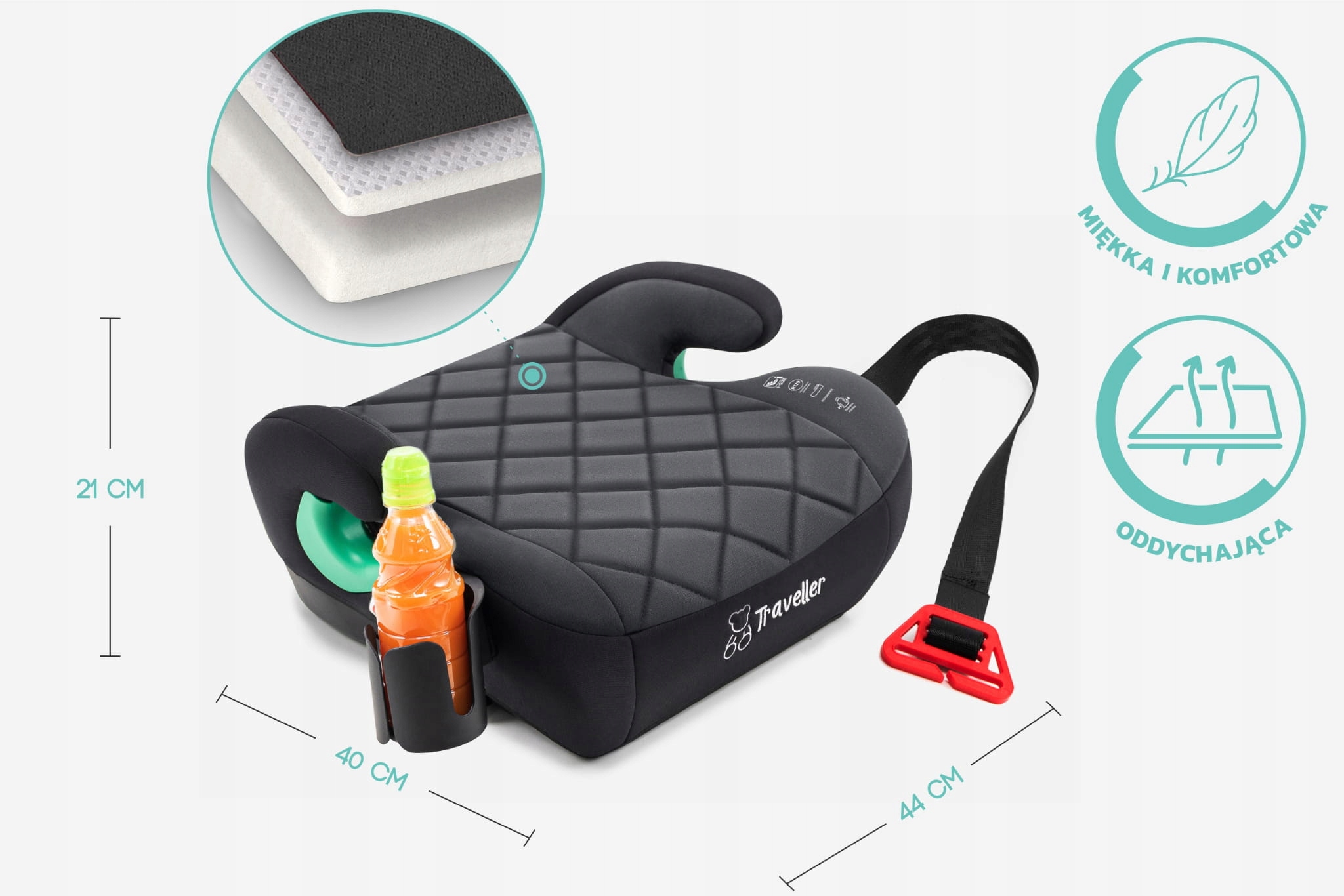 FOTELIK SAMOCHODOWY PODKŁADKA SIEDZISKO CZARNO-SZARY R129 125-150 CM Kod producenta 5905226111293