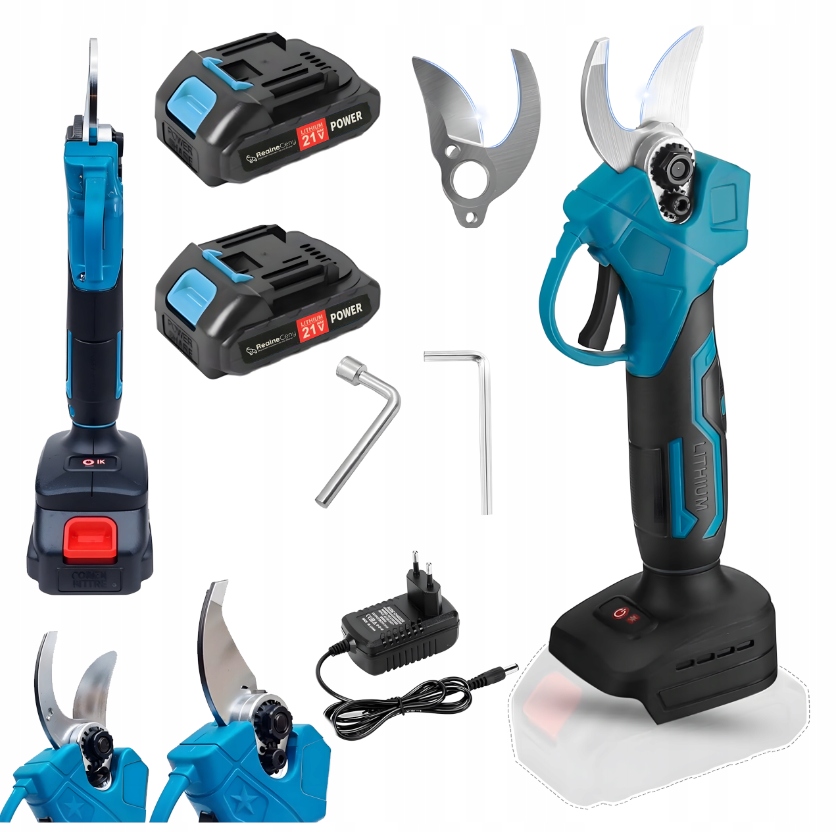 Sekator Ogrodowy do Krzewów Gałęzi Nożyce Ręczne Mocny 2x Akumulator 21V