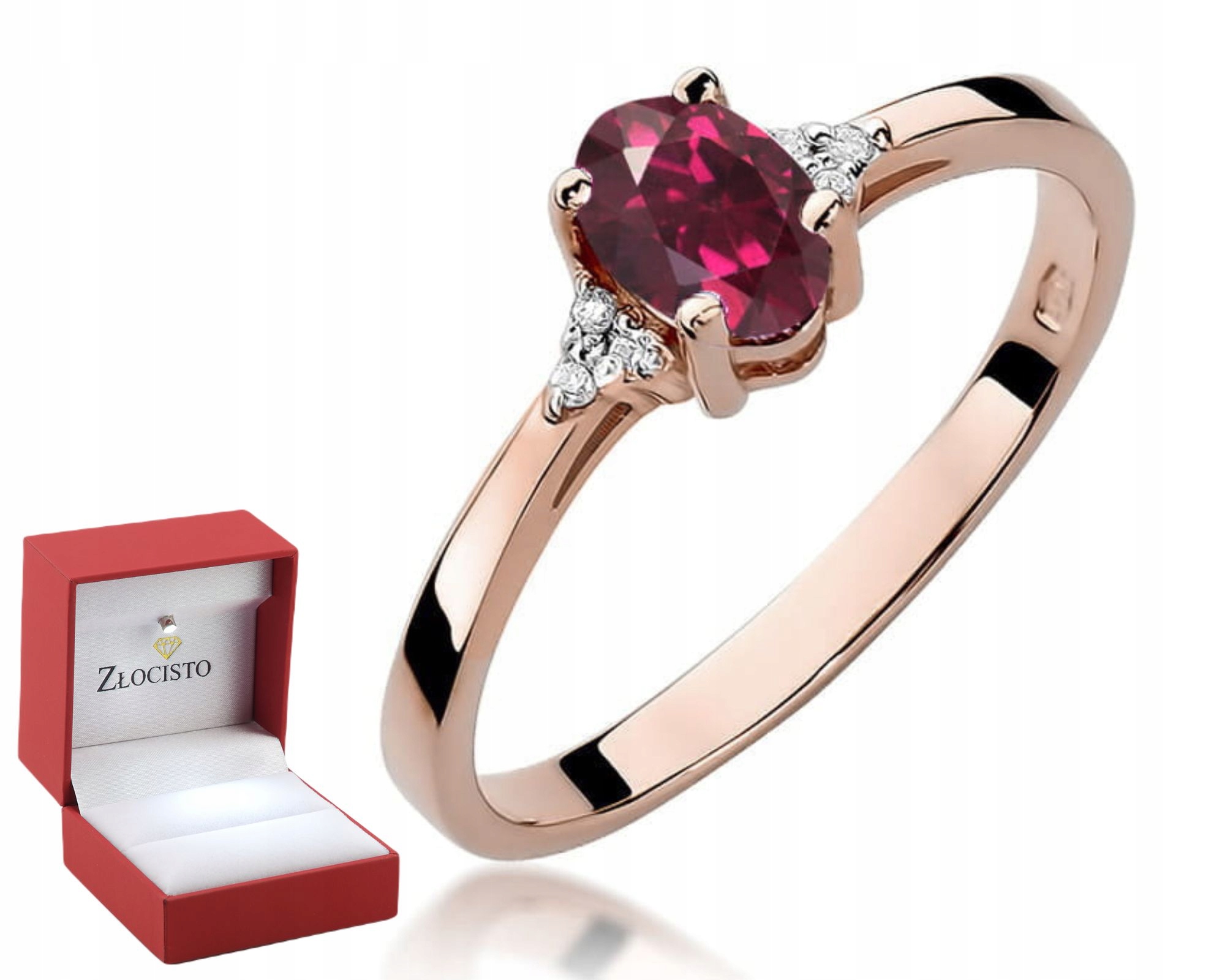 Prstýnek S Rodolitem A Brilianty Růžové Zlato Gravírování 585 Dárek