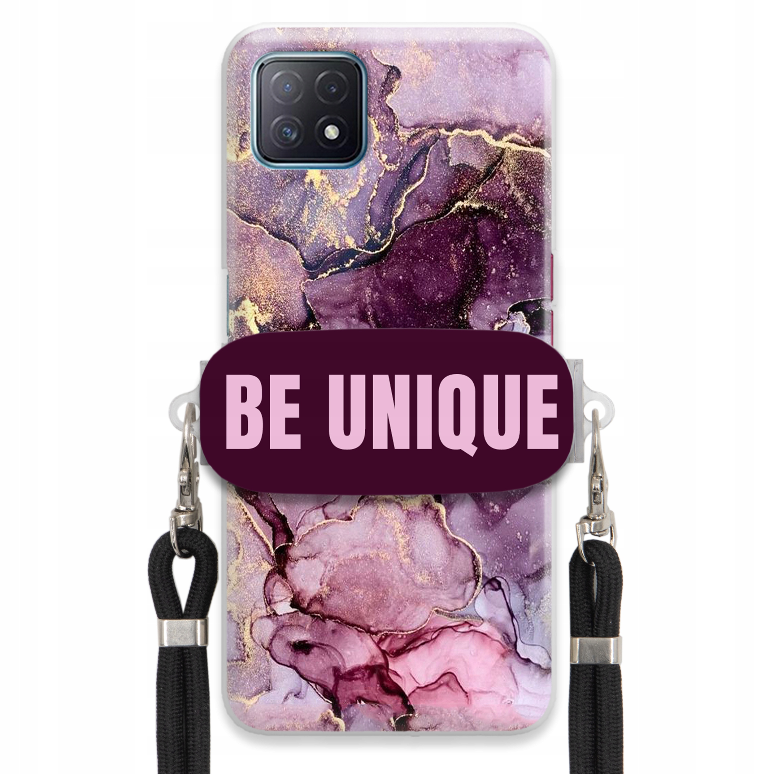 Prémiové puzdro pre Oppo A72 5G držiak na šnúrku Čierny fialový mramor