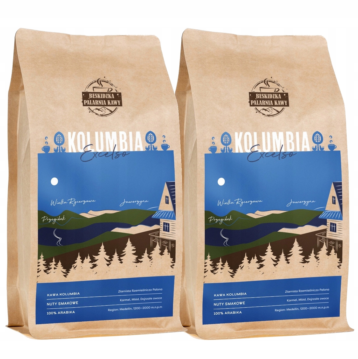 Levně Pražená Káva Zrnková Kolumbie Excelso 2x500g 100% Arabica Speciality