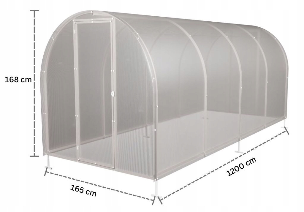 Mała Szklarnia z poliwęglanu ogrodowa 1,65x12 profile 20x20 poliwęglan 6mm Długość 12 m