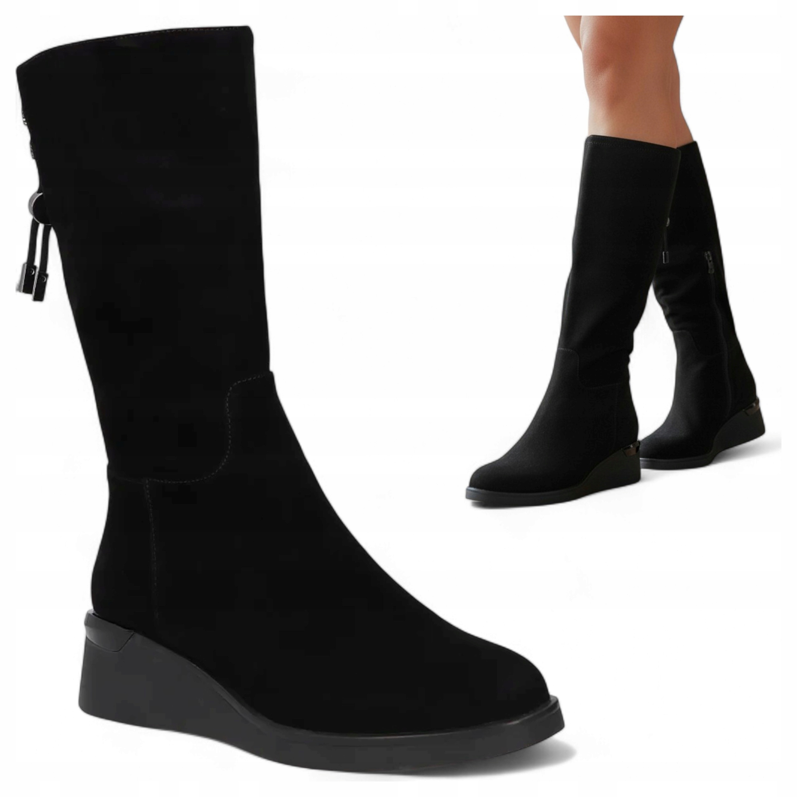 Dámské semišové kozačky Kožené vel. 37 Filippo Vysoké zimní Kotníkové Boty zateplené