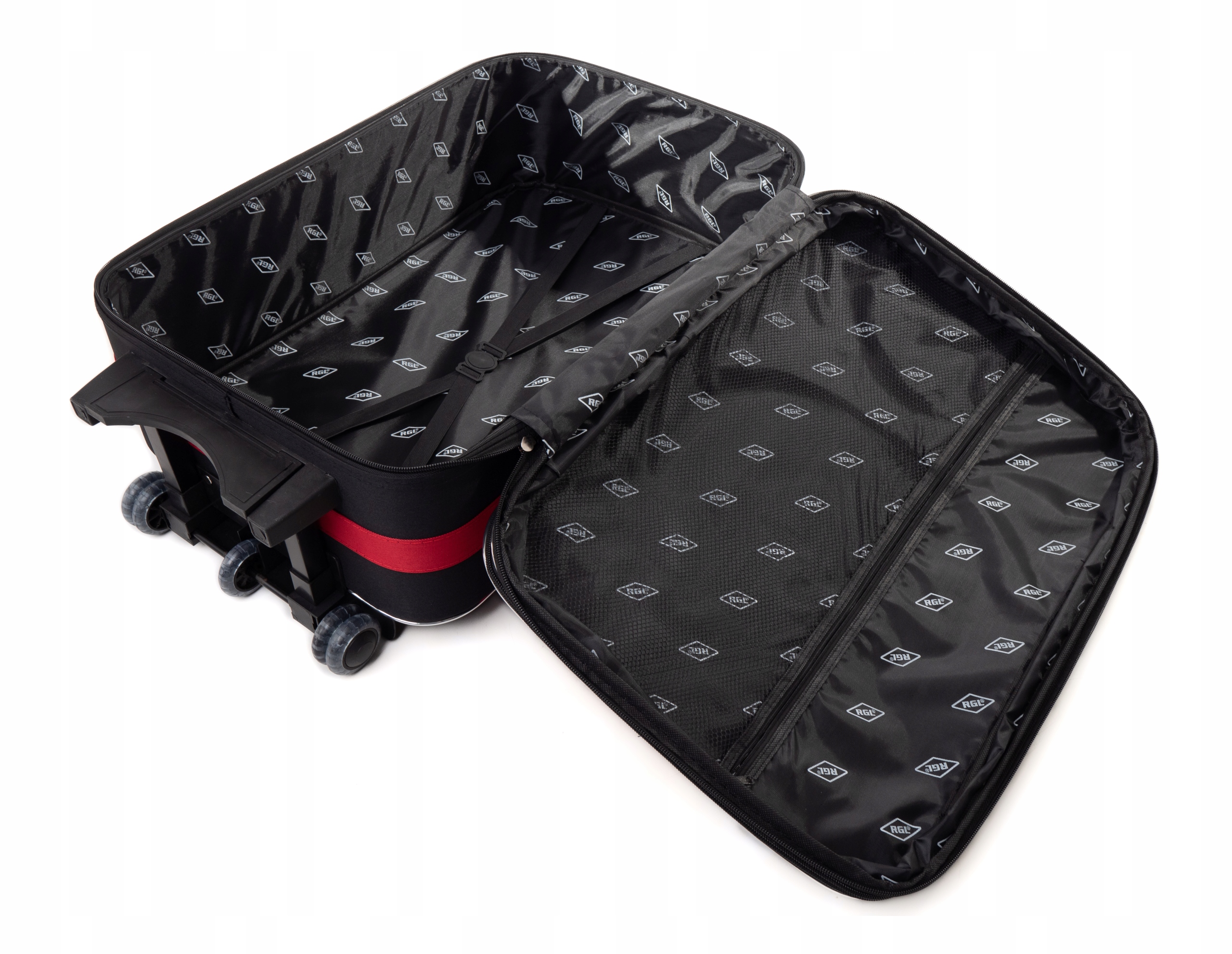 WALIZKA KABINOWA MOCNA MAŁA NA KÓŁKACH CODURA GRANATOWO-CZERWONA RGL Model 801