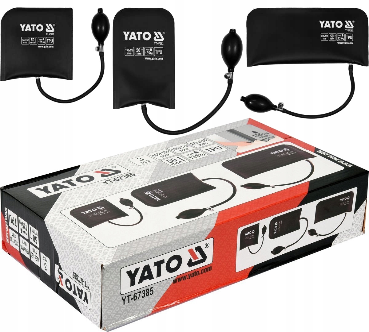 

Zestaw Poduszek Montażowych do 135kg YT-67385 Yato