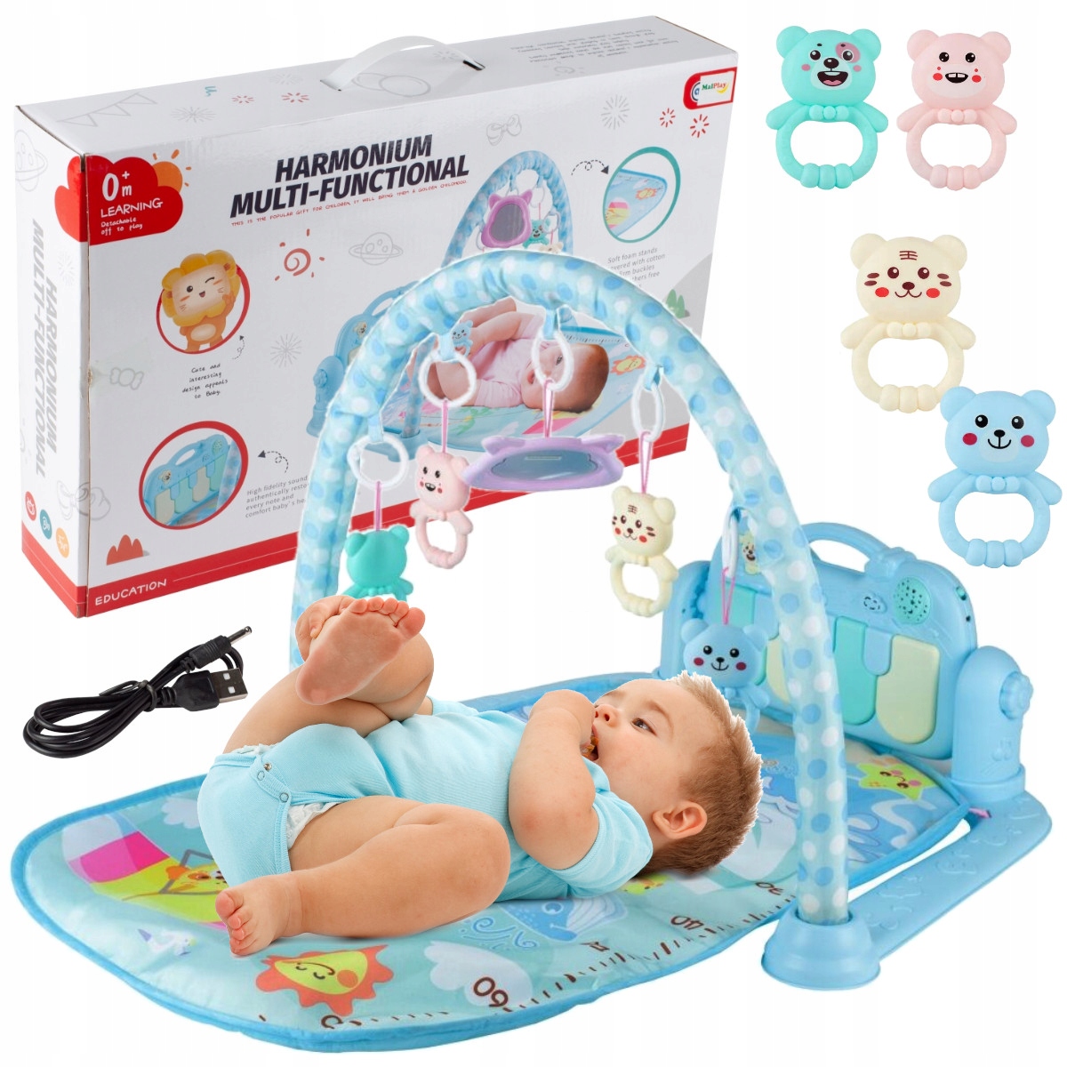 INTERAKTYWNA MATA EDUKACYJNA Z PIANINKIEM 3w1 MATA DLA MALUSZKA + ZABAWKI Wiek dziecka 0 +