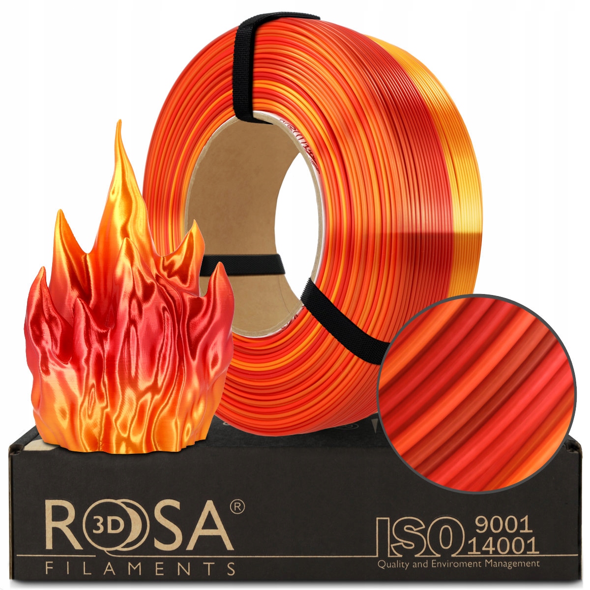 Filament Rosa3D Pla Refill Rainbow Silk Fire 1kg 1,75mm