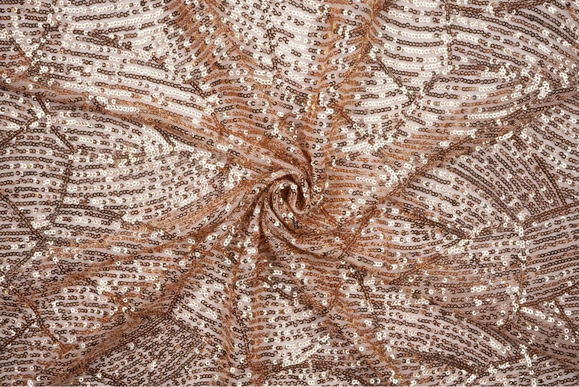 Látka Flitry Zlatý Vlnový Vzor Na Pružné Šaty