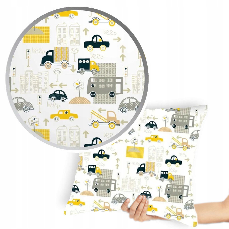 

Poszewka 70x80 cm jasna w samochody ulice