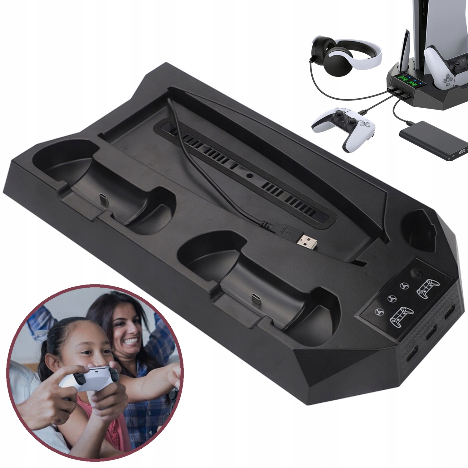 Podstawka Pod PS5, Stacja Ładująca PS5 Podstawka Ładowarka Do Padów Stojak