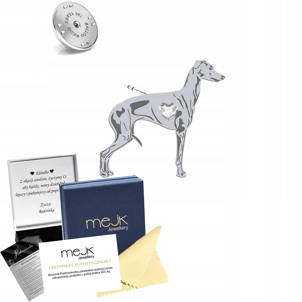 Odznak Stříbrná s pejskem Italian Sighthound 925 Šperky Dedikace Bonus
