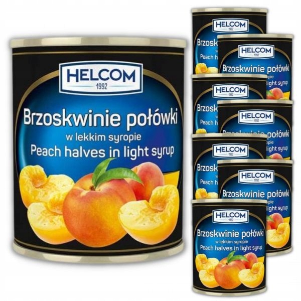 Brzoskwinie połówki w lekkim syropie Helcom 850 ml