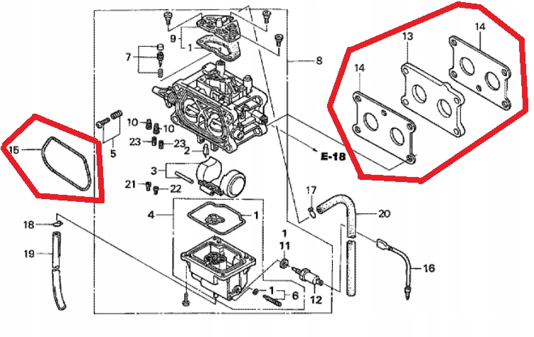 Zestaw uszczelek montażowych gaźnika GCV530 HONDA