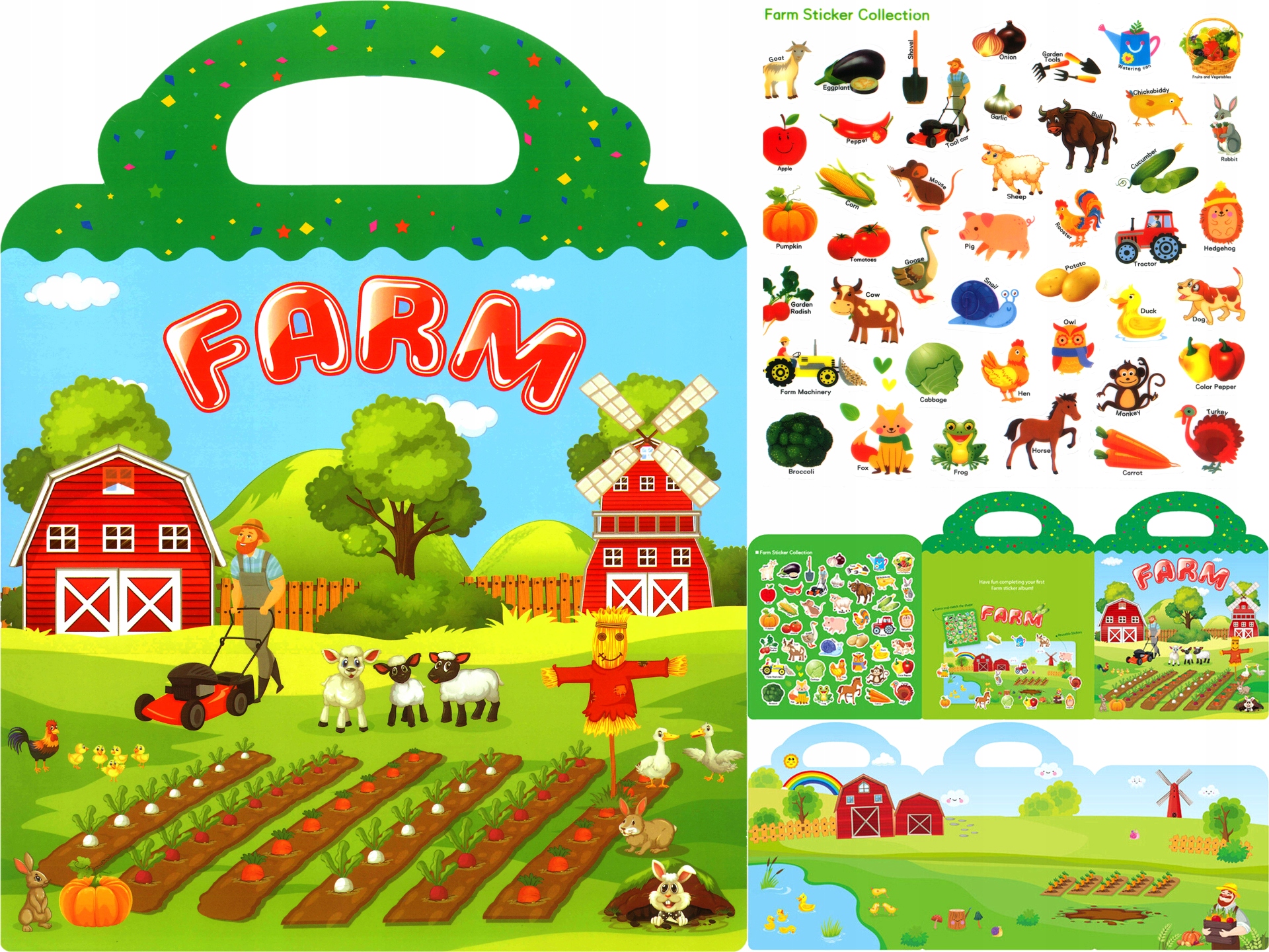 KSIĄŻECZKA Z 43 NAKLEJKAMI Farma Zwierzęta Traktor